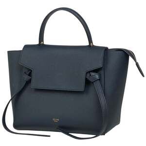 Celine Micro Belt Bag, 2-Way Shoulder/Handbag, Leather, Navy, Women's